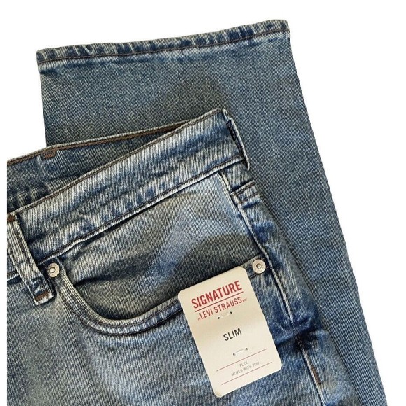 Signature by Levi Strauss & Co. Slim Fit Denim Jeans for Big and Mens 38x32 NEW - Picture 12 of 15